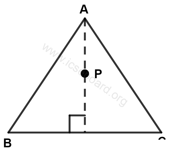 P is a point on perpendicular bisector of side BC of △ABC, then : Loci, Concise Mathematics Solutions ICSE Class 10.