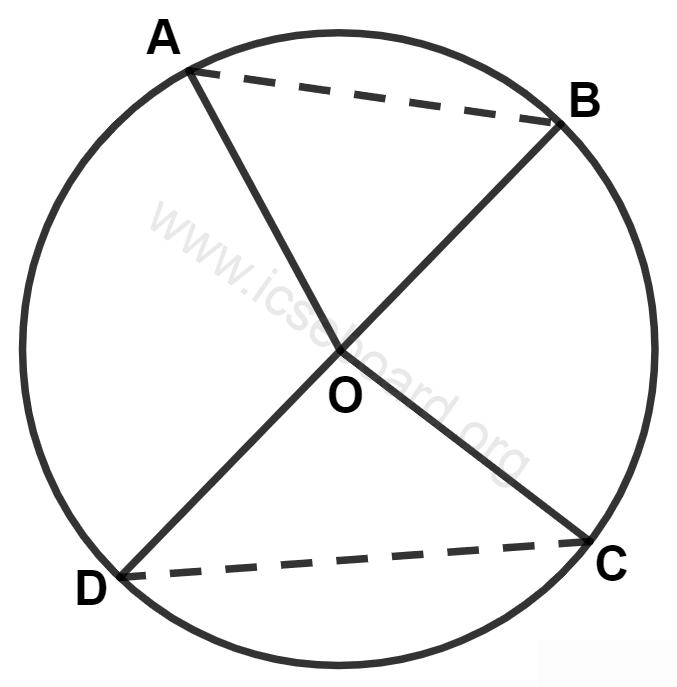 Concise Mathematics Selina Solutions Class 10 ICSE Chapter 17 Circles 81 In the given figure, O is the center of the circle and chord AB : chord CD = 3 : 5. If angle AOB = 60°, angle COD is equal to : Circles, Concise Mathematics Solutions ICSE Class 10.