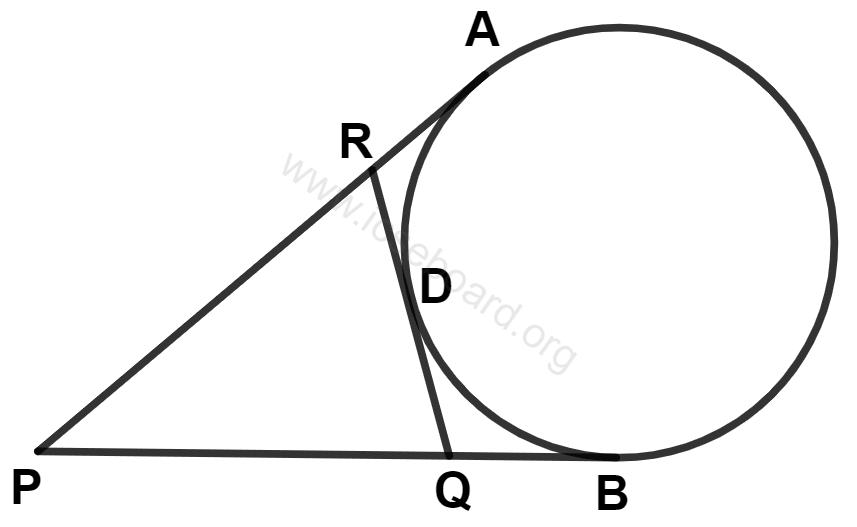In the given figure, PA, PB and QR are tangents to a circle. If perimeter of the △PQR = 18 cm, the length of tangent PA is : Tangents and Intersecting Chords, Concise Mathematics Solutions ICSE Class 10.