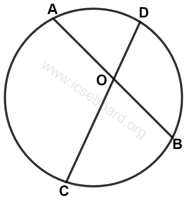 Chords AB and CD of a circle intersect each other at point O such that OA : OC = 4 : 7. Then OB : OD is equal to : Tangents and Intersecting Chords, Concise Mathematics Solutions ICSE Class 10.