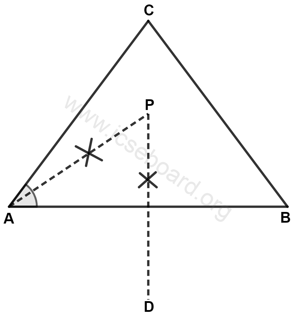 Concise Mathematics Selina Solutions Class 10 ICSE Chapter 19 Constructions (Circles) 1 In the given figure, AP is bisector of angle A of △ ABC and DP is perpendicular bisector of side AB, then : Constructions, Concise Mathematics Solutions ICSE Class 10.