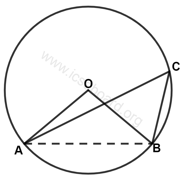 Concise Mathematics Selina Solutions Class 10 ICSE Chapter 17 Circles 82 In the given figure, O is the center of the circle and angle OAB = 55°, then angle ACB is equal to : Circles, Concise Mathematics Solutions ICSE Class 10.