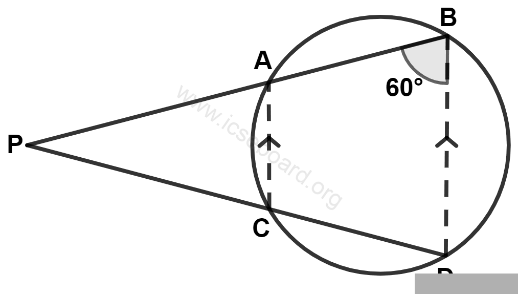 If ∠PAC : ∠PCA = 4 : 5, ∠P is : Tangents and Intersecting Chords, Concise Mathematics Solutions ICSE Class 10.