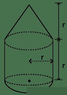 The volume of the given solid is : Cylinder, Cone, Sphere, Concise Mathematics Solutions ICSE Class 10.