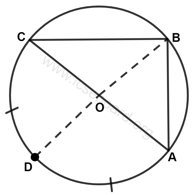 Concise Mathematics Selina Solutions Class 10 ICSE Chapter 17 Circles 84 In the given figure, O is the center of a circle. AB is the side of a square and BC is side of a regular hexagon. Also arc AD = arc CD. Angle DOC is equal to : Circles, Concise Mathematics Solutions ICSE Class 10.