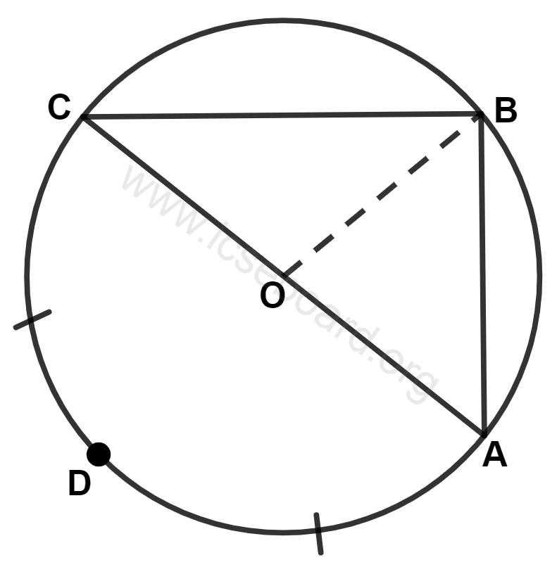 Concise Mathematics Selina Solutions Class 10 ICSE Chapter 17 Circles 83 In the given figure, O is the center of a circle. AB is the side of a square and BC is side of a regular hexagon. Also arc AD = arc CD. Angle DOC is equal to : Circles, Concise Mathematics Solutions ICSE Class 10.