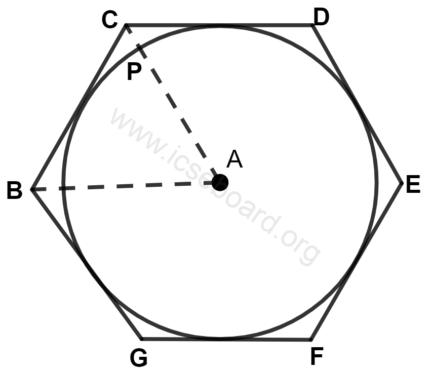 Concise Mathematics Selina Solutions Class 10 ICSE Chapter 19 Constructions (Circles) 2 For a regular hexagon, inscribing a circle, the length of the side of the hexagon and the radius of the circle are : Constructions, Concise Mathematics Solutions ICSE Class 10.