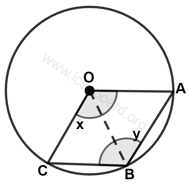 Concise Mathematics Selina Solutions Class 10 ICSE Chapter 17 Circles 107 In the given figure, O is center of the circle and OABC is a rhombus, then : Circles, Concise Mathematics Solutions ICSE Class 10.