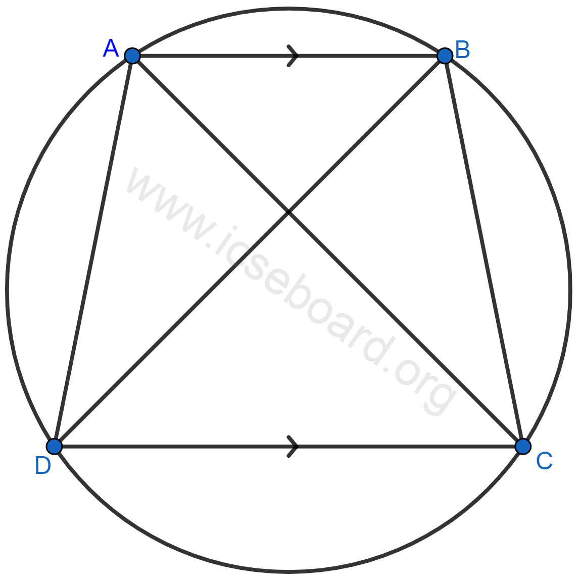 Concise Mathematics Selina Solutions Class 10 ICSE Chapter 17 Circles 88 In a cyclic-trapezium, the non-parallel sides are equal and the diagonals are also equal. Prove it. Circles, Concise Mathematics Solutions ICSE Class 10.