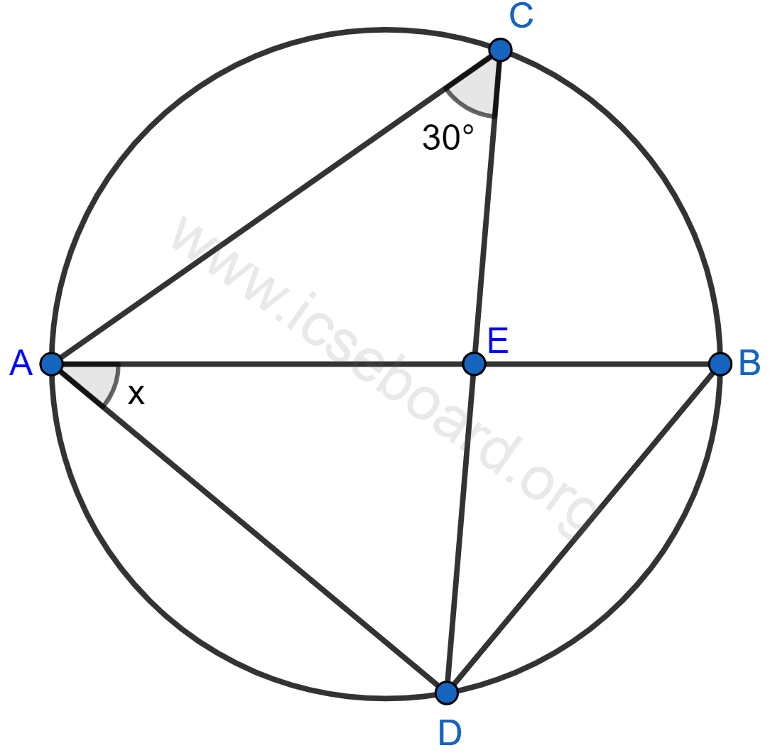 Concise Mathematics Selina Solutions Class 10 ICSE Chapter 17 Circles 125 In the given circle with diameter AB, find the value of x. Circles, Concise Mathematics Solutions ICSE Class 10.