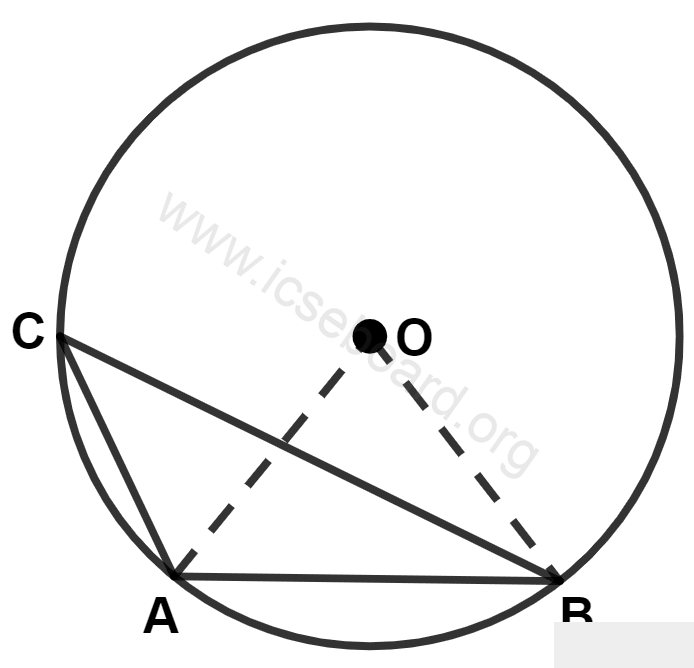 Concise Mathematics Selina Solutions Class 10 ICSE Chapter 17 Circles 86 In the given figure, O is the center of the circle, AB is side of a regular pentagon, then angle ACB is equal to : Circles, Concise Mathematics Solutions ICSE Class 10.
