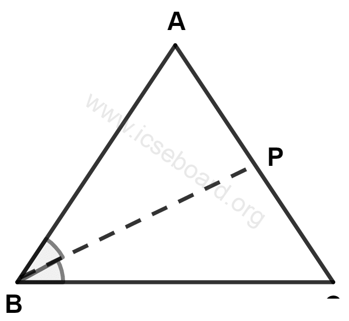 Bisector of angle B of triangle ABC intersects side AC at point P, then point P is : Loci, Concise Mathematics Solutions ICSE Class 10.