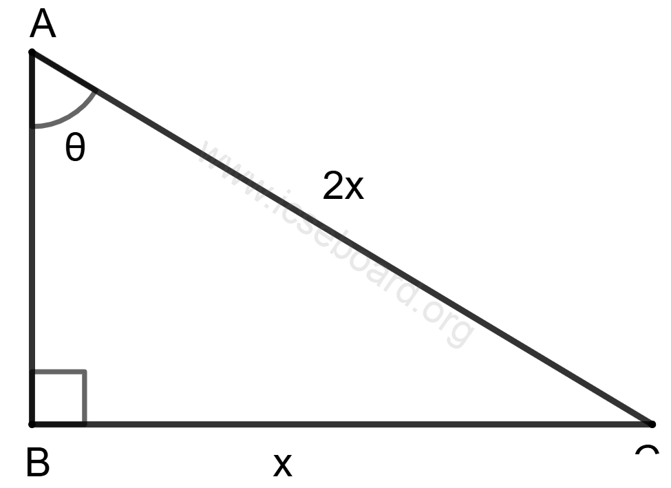 The length of the ladder placed against a vertical wall is twice the distance between the foot of the ladder and the wall. Concise Mathematics Solutions ICSE Class 10.
