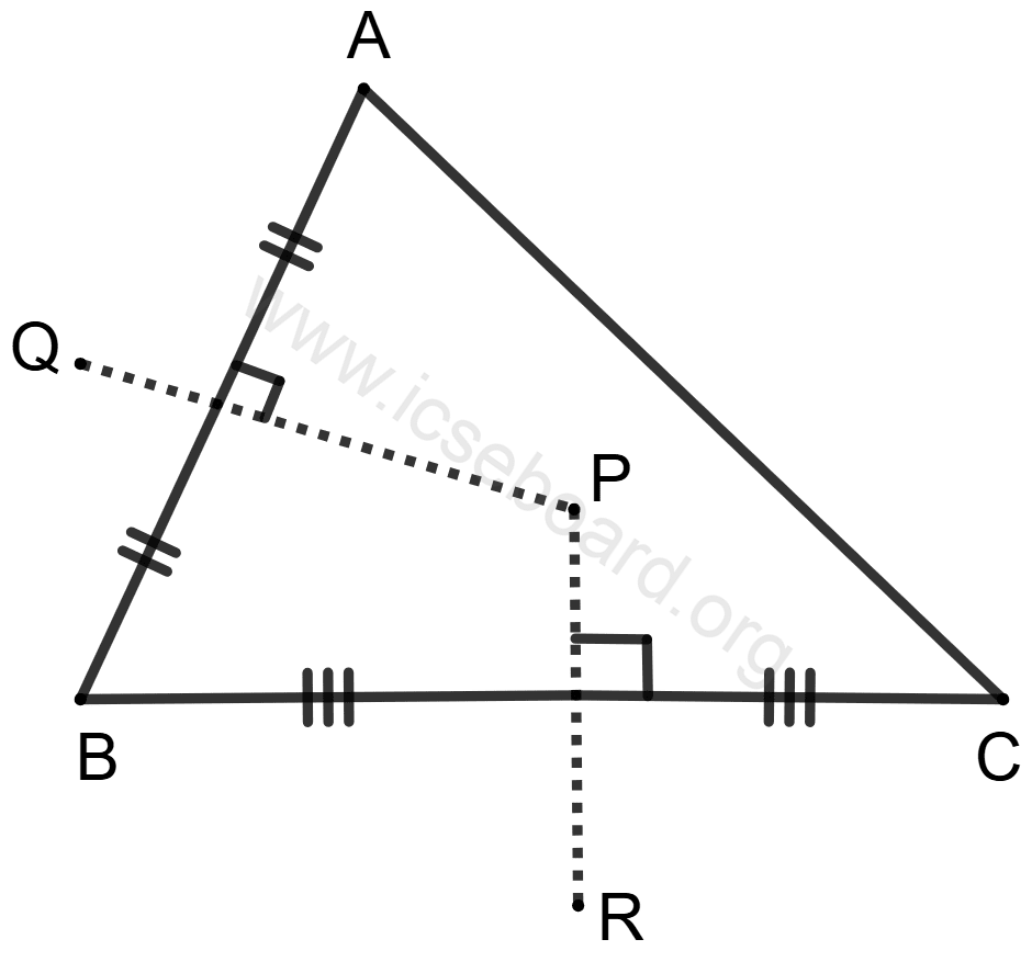 Concise Mathematics Selina Solutions Class 10 ICSE Chapter 19 Constructions (Circles) 6 In ΔABC, PQ is perpendicular bisector of side AB and PR is perpendicular bisector of side BC. Concise Mathematics Solutions ICSE Class 10.