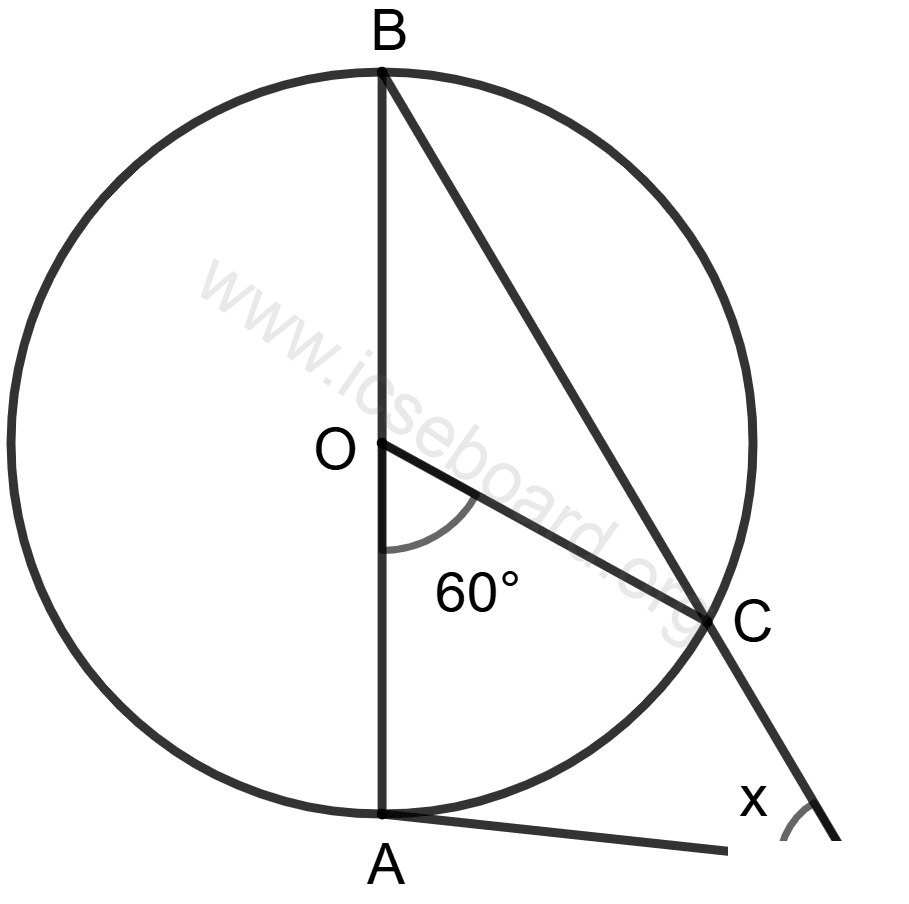 AB is diameter of the circle. PA is tangent and ∠AOC = 60°. Concise Mathematics Solutions ICSE Class 10.