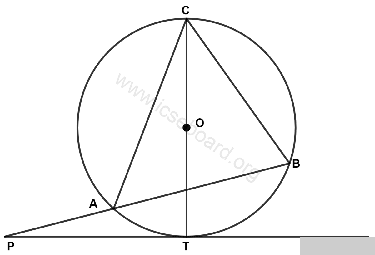 ICSE Maths Solved Competency Focused Questions Solutions Class 10 Chapter 3 Short Answer Questions 2 12 In the given figure, angle ABC = 70° and angle ACB = 50°. Given, O is the centre of the circle and PT is the tangent to the circle. Then calculate the following angles. Maths Competency Focused Practice Questions Class 10 Solutions.