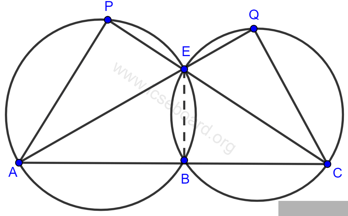 Concise Mathematics Selina Solutions Class 10 ICSE Chapter 17 Circles 139 In the given figure; ABC, AEQ and CEP are straight lines. Show that ∠APE and ∠CQE are supplementary. Circles, Concise Mathematics Solutions ICSE Class 10.