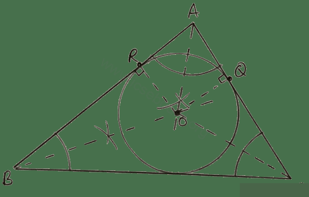 Concise Mathematics Selina Solutions Class 10 ICSE Chapter 19 Constructions (Circles) 15 The bisectors of angles A and B of a scalene triangle ABC meet at O. (i) What is the point O called ? (ii) OR and OQ are perpendiculars drawn to AB and CA respectively. What is the relation between OR and OQ ? (iii) What is relation between angle ACO and angle BCO ? Constructions, Concise Mathematics Solutions ICSE Class 10.
