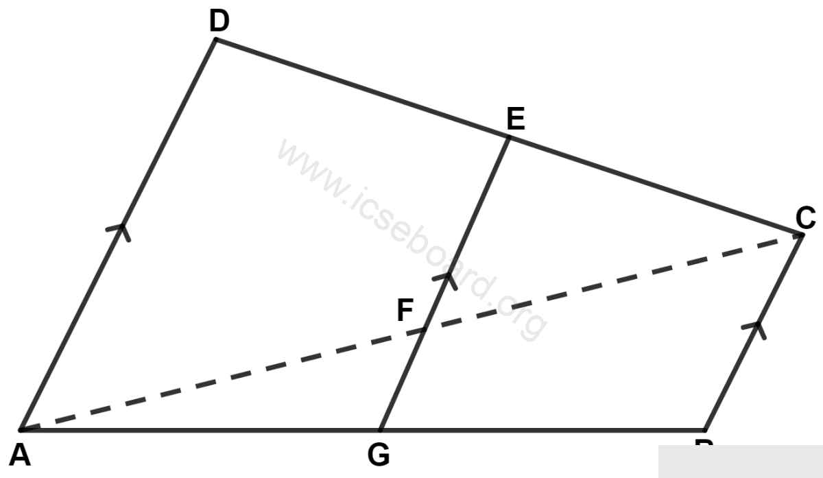 In the figure given below (not drawn to scale), AD ∥ GE ∥ BC, DE = 18 cm, EC = 3 cm, AD = 35 cm. Find : Maths Competency Focused Practice Questions Class 10 Solutions.