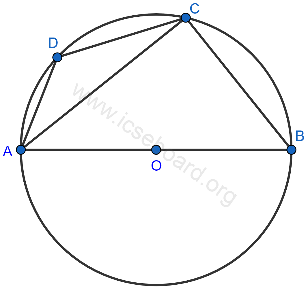 Concise Mathematics Selina Solutions Class 10 ICSE Chapter 17 Circles 49 ABCD is a cyclic quadrilateral in a circle with centre O. If ∠ADC = 130°, find ∠BAC. Circles, Concise Mathematics Solutions ICSE Class 10.