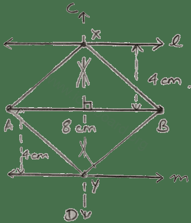 A straight line AB is 8 cm long. Draw and describe the locus of a point which is (i) always 4 cm from the line AB. (ii) equidistant from A and B. Loci, Concise Mathematics Solutions ICSE Class 10.