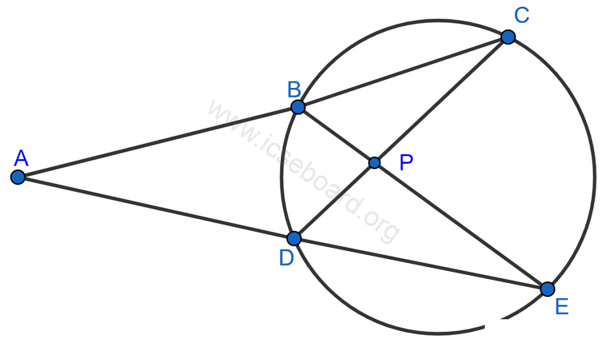 In the given figure, AC = AE. Show that : (i) CP = EP (ii) BP = DP. Tangents and Intersecting Chords, Concise Mathematics Solutions ICSE Class 10.