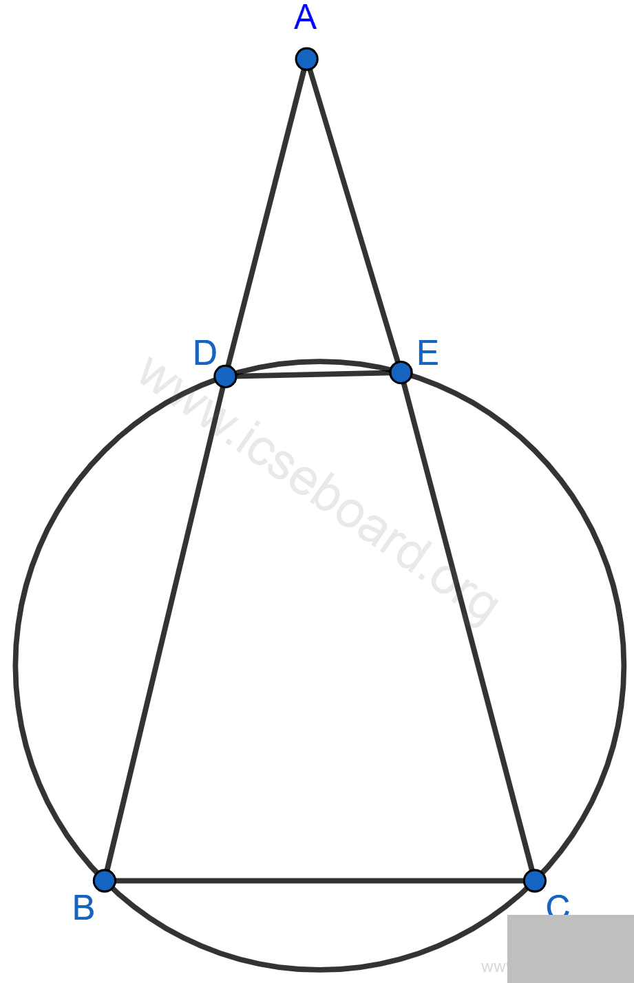 Concise Mathematics Selina Solutions Class 10 ICSE Chapter 17 Circles 54 In the given figure, AB = AC. Prove that DECB is an isosceles trapezium. Circles, Concise Mathematics Solutions ICSE Class 10.