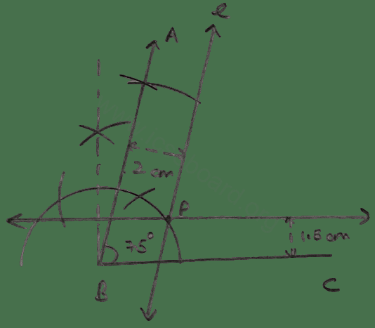 Draw an angle ABC = 75°. Find a point P such that P is at a distance of 2 cm from AB and 1.5 cm from BC. Loci, Concise Mathematics Solutions ICSE Class 10.