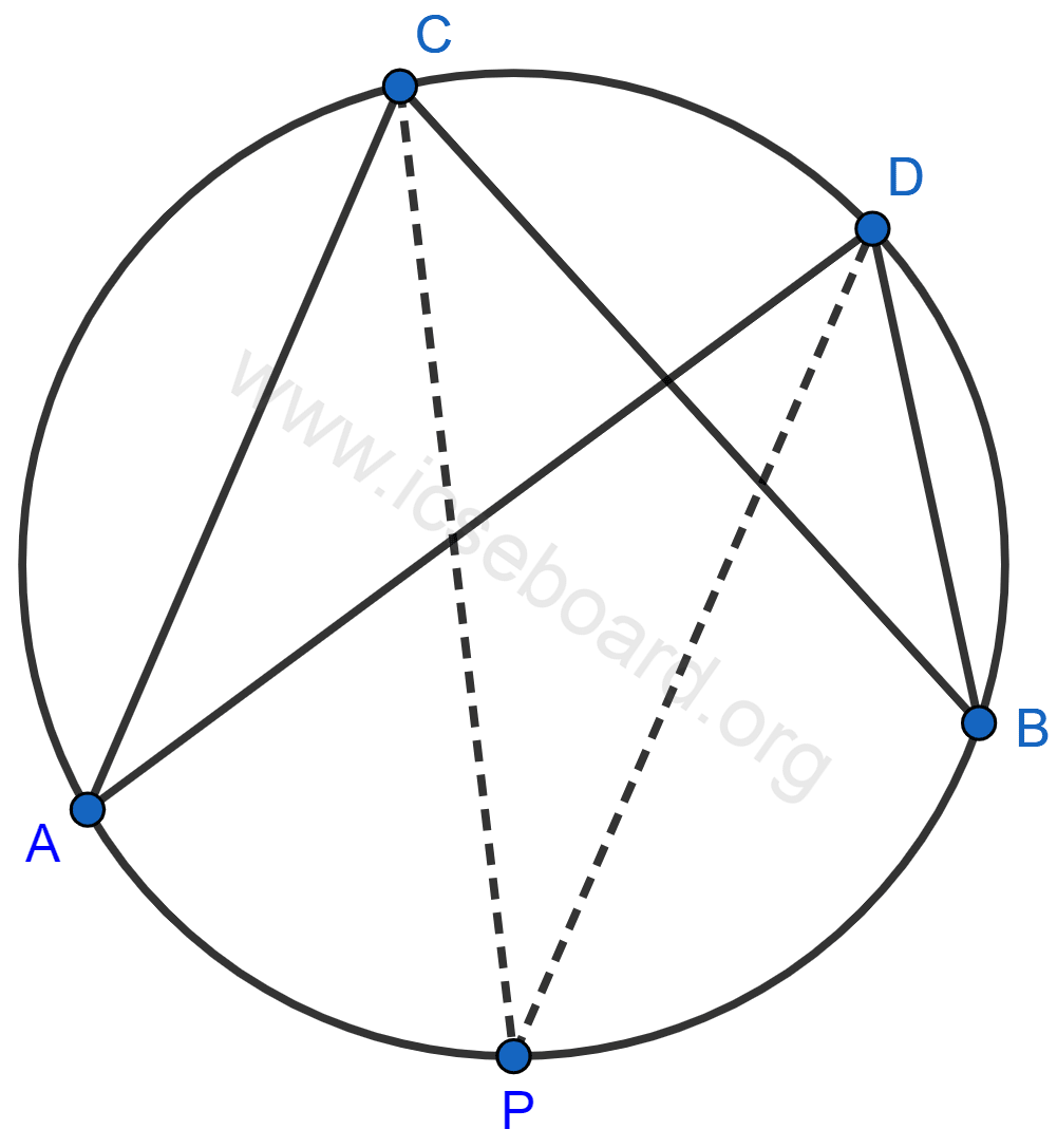 Concise Mathematics Selina Solutions Class 10 ICSE Chapter 17 Circles 150 In the figure, given below, CP bisects angle ACB. Show that DP bisects angle ADB. Circles, Concise Mathematics Solutions ICSE Class 10.