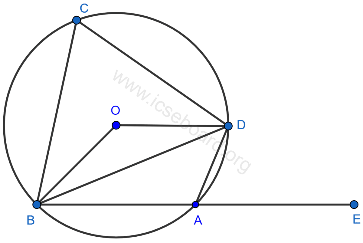 Concise Mathematics Selina Solutions Class 10 ICSE Chapter 17 Circles 153 In the figure given, O is the centre of the circle. ∠DAE = 70°. Find giving suitable reasons, the measure of (i) ∠BCD (ii) ∠BOD (iii) ∠OBD. Circles, Concise Mathematics Solutions ICSE Class 10.