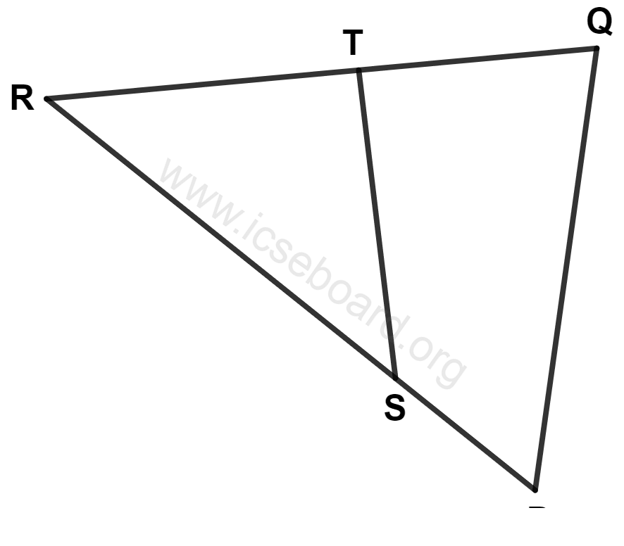 ICSE Maths Solved Competency Focused Questions Solutions Class 10 Chapter 1 Multiple-Choice Questions 7 In the adjoining diagram, ST is not parallel to PQ. The necessary and sufficient conditions for △ PQR ~ △ TSR is : Maths Competency Focused Practice Questions Class 10 Solutions.