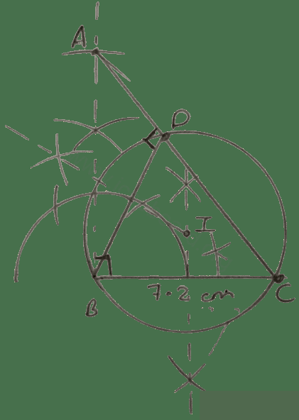 Concise Mathematics Selina Solutions Class 10 ICSE Chapter 19 Constructions (Circles) 24 In triangle ABC, ∠ABC = 90°, side AB = 6 cm, side BC = 7.2 cm and BD is perpendicular to side AC. Draw circumcircle of triangle BDC and then state the length of the radius of this circumcircle drawn. Constructions, Concise Mathematics Solutions ICSE Class 10.