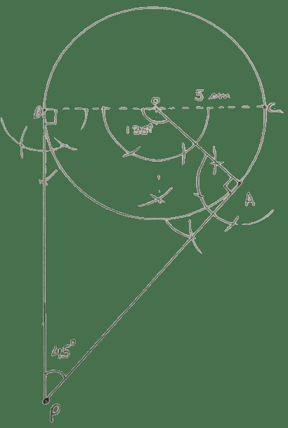 Concise Mathematics Selina Solutions Class 10 ICSE Chapter 19 Constructions (Circles) 9 Draw a circle of radius 5 cm. Draw two tangents to this circle so that the angle between tangents is 45°. Constructions, Concise Mathematics Solutions ICSE Class 10.