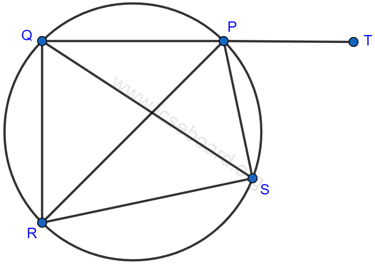 Concise Mathematics Selina Solutions Class 10 ICSE Chapter 17 Circles 58 In the given figure, SP is the bisector of ∠RPT and PQRS is a cyclic quadrilateral. Prove that SQ = SR. Circles, Concise Mathematics Solutions ICSE Class 10.