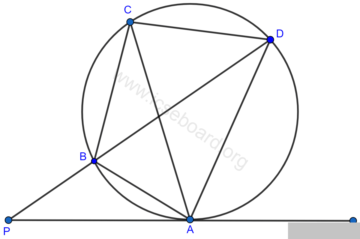 In the figure, QAP is the tangent at point A and PBD is a straight line. If ∠ACB = 36° and ∠APB = 42°, find : (i) ∠BAP (ii) ∠ABD (iii) ∠QAD (iv) ∠BCD. Tangents and Intersecting Chords, Concise Mathematics Solutions ICSE Class 10.