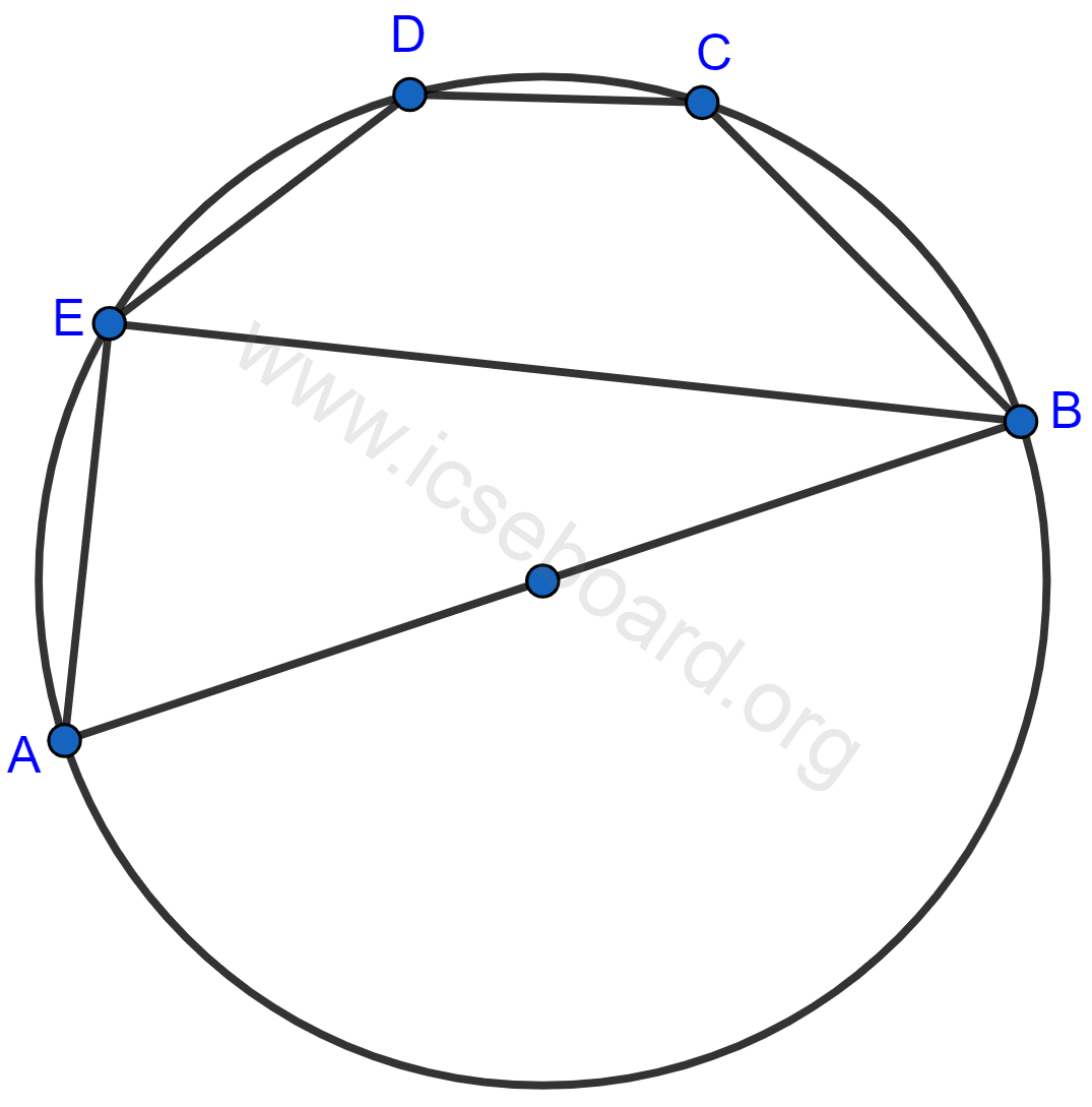 Concise Mathematics Selina Solutions Class 10 ICSE Chapter 17 Circles 65 In the given figure, AB is a diameter of the circle. Chord ED is parallel to AB and ∠EAB = 63°. Calculate ∠EBA, ∠BCD. Circles, Concise Mathematics Solutions ICSE Class 10.