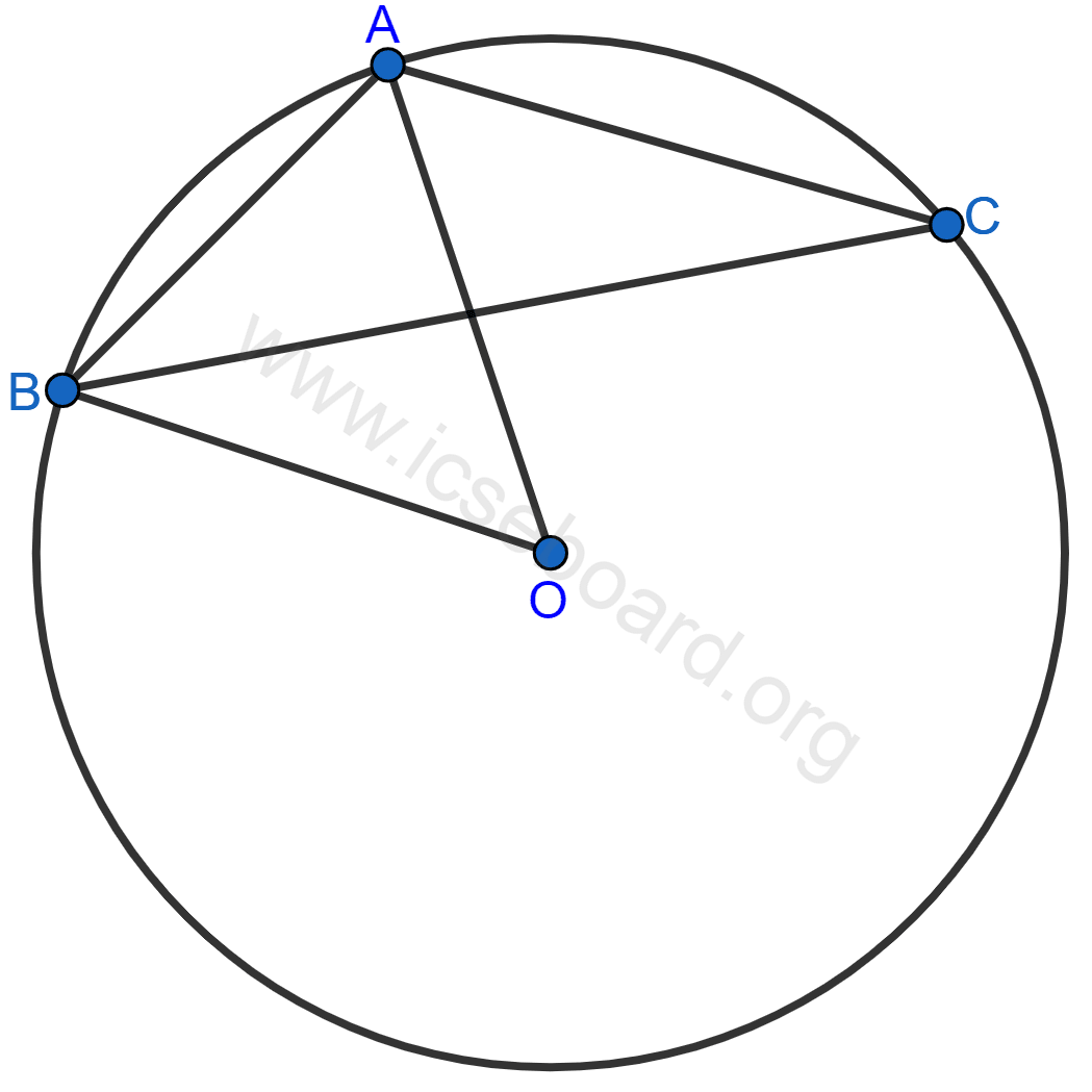 Concise Mathematics Selina Solutions Class 10 ICSE Chapter 17 Circles 94 In the figure, AB is a side of a regular six-sided polygon and AC is a side of a regular eight-sided polygon inscribed in the circle with centre O. Calculate the sizes of ∠AOB, ∠ACB, ∠ABC. Circles, Concise Mathematics Solutions ICSE Class 10.