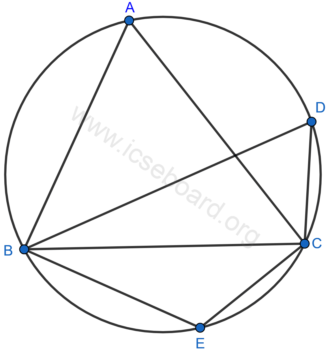 Concise Mathematics Selina Solutions Class 10 ICSE Chapter 17 Circles 131 In the figure, ∠DBC = 58°. BD is a diameter of the circle. Calculate : ∠BDC ∠BEC ∠BAC. Circles, Concise Mathematics Solutions ICSE Class 10.