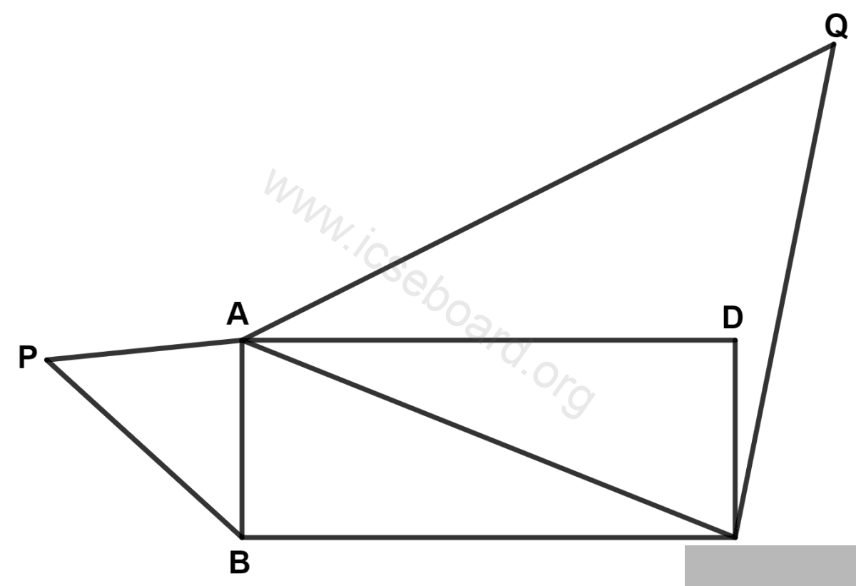 ICSE Maths Solved Competency Focused Questions Solutions Class 10 Chapter 2 Short Answer Questions 1 3 ABCD is a rectangle where side BC is twice side AB. If △ACQ ~ △BAP, find area of △BAP : area of △ACQ. Maths Competency Focused Practice Questions Class 10 Solutions.