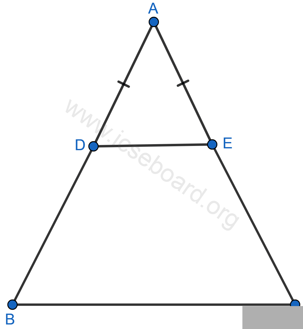 Concise Mathematics Selina Solutions Class 10 ICSE Chapter 17 Circles 132 D and E are points on equal sides AB and AC of an isosceles triangle ABC such that AD = AE. Prove that the points B, C, E and D are concyclic. Circles, Concise Mathematics Solutions ICSE Class 10.