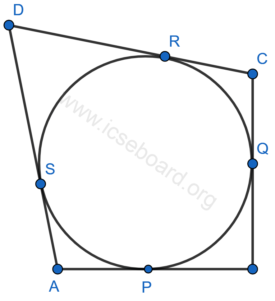 If the sides of a quadrilateral ABCD touch a circle, prove that AB + CD = BC + AD. Tangents and Intersecting Chords, Concise Mathematics Solutions ICSE Class 10.