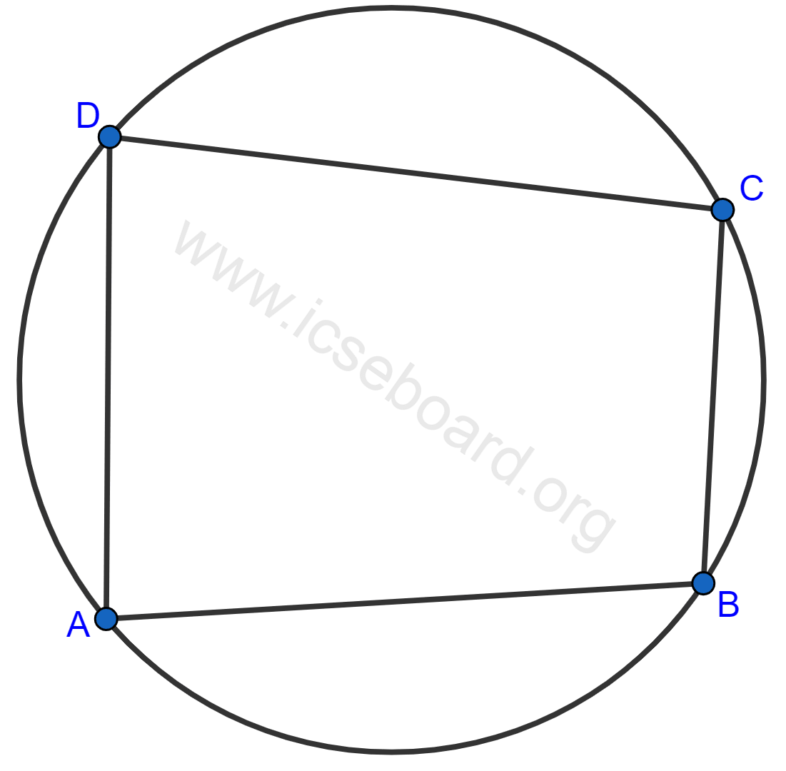 In cyclic quadrilateral ABCD, ∠A = 3∠C and ∠D = 5∠B. Find the measure of each angle of the quadrilateral. Tangents and Intersecting Chords, Concise Mathematics Solutions ICSE Class 10.