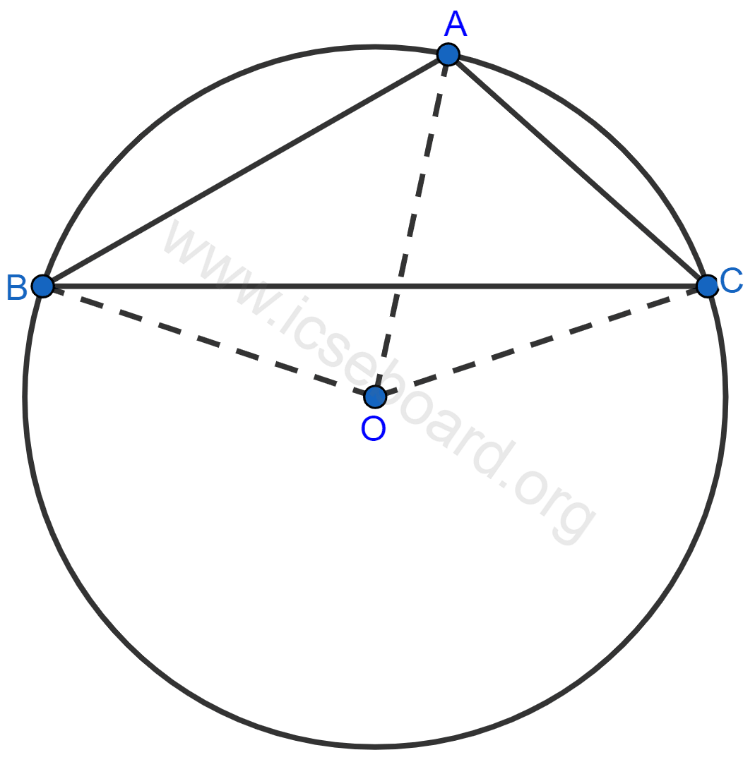 Concise Mathematics Selina Solutions Class 10 ICSE Chapter 17 Circles 102 The figure shows a circle with centre O. AB is the side of regular pentagon and AC is the side of regular hexagon. Find the angles of triangle ABC. Circles, Concise Mathematics Solutions ICSE Class 10.