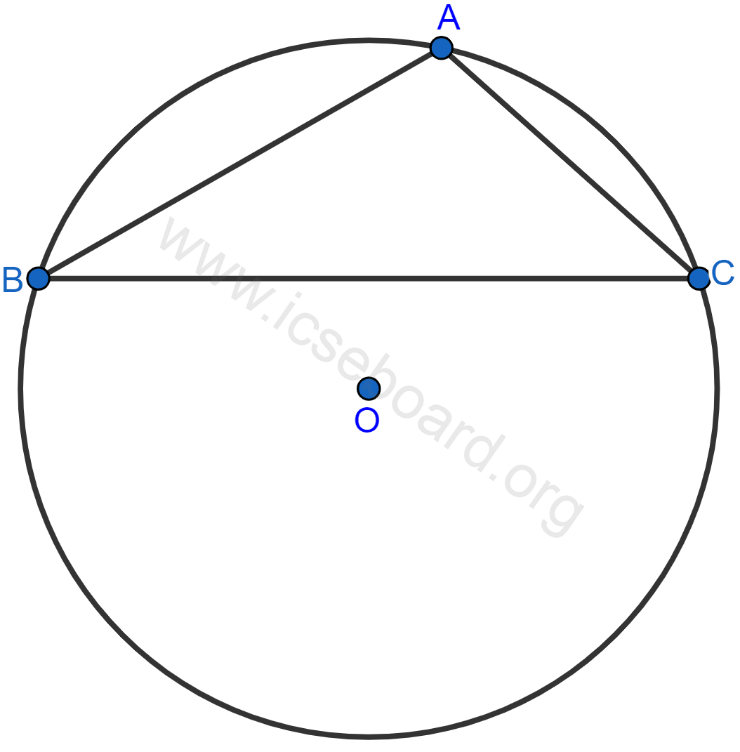 Concise Mathematics Selina Solutions Class 10 ICSE Chapter 17 Circles 101 The figure shows a circle with centre O. AB is the side of regular pentagon and AC is the side of regular hexagon. Find the angles of triangle ABC. Circles, Concise Mathematics Solutions ICSE Class 10.